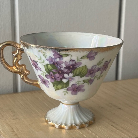 $20 SALE Antique Purple Violet China Teacup & Saucer 2 Piece Set Ucagco Amethyst - Picture 7 of 13